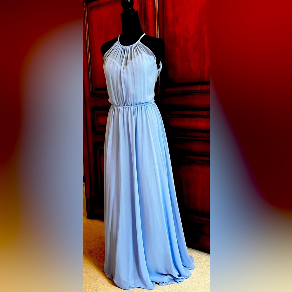 Lilac blue floor length gown